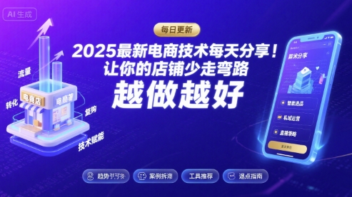 2025-2026最新电商技术每天分享，让你的店铺少走弯路，越做越好(更新26年07月)-青禾学社