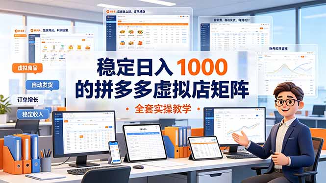 稳定日入 1000 的拼多多虚拟店矩阵，全套实操教学-青禾学社