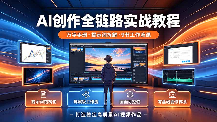 AI创作全链路实战教程｜万字手册·提示词拆解·9节工作流课，打造稳定高质量AI视频作品-青禾学社