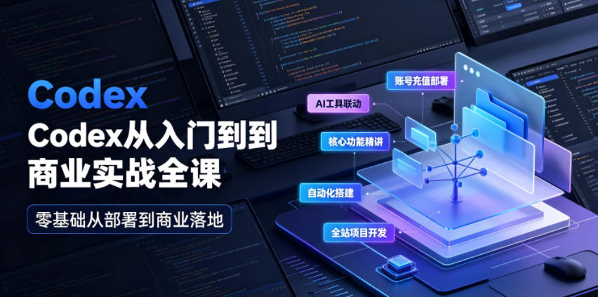 Codex从入门到商业实战全课｜账号充值部署、AI工具联动、核心功能精讲、自动化搭建、全站项目开发零基础教程-青禾学社