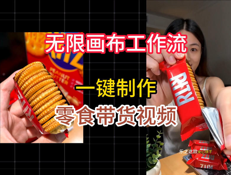 无限画布工作流一键制作零食带货视频，操作简单实操教学-青禾学社