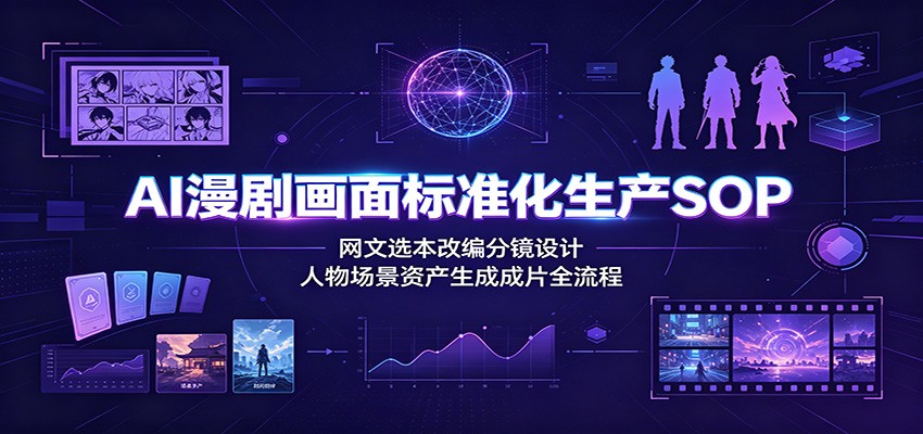 AI漫剧画面标准化生产SOP：网文选本改编分镜设计，人物场景资产生成成片全流程-青禾学社