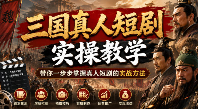三国真人短剧实操教学，带你一步步掌握真人短剧的实战方法-青禾学社