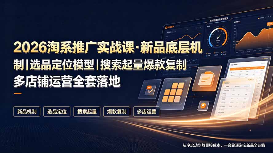 2026淘系推广实战课·新品底层机制｜选品定位模型｜搜索起量爆款复制多店铺运营全套落地教程-青禾学社