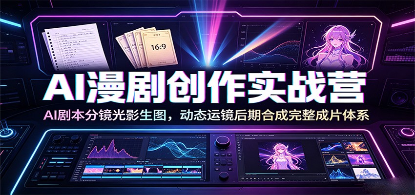 AI漫剧创作实战营：AI剧本分镜光影生图，动态运镜后期合成完整成片体系-青禾学社