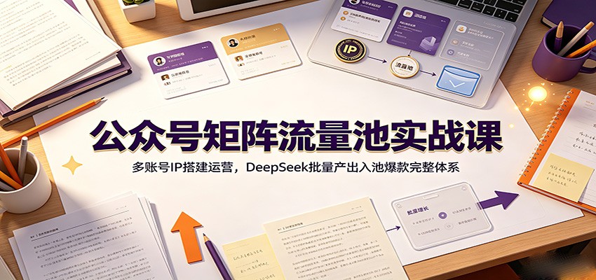 公众号矩阵流量池实战课：多账号IP搭建运营，DeepSeek批量产出入池爆款完整体系-青禾学社
