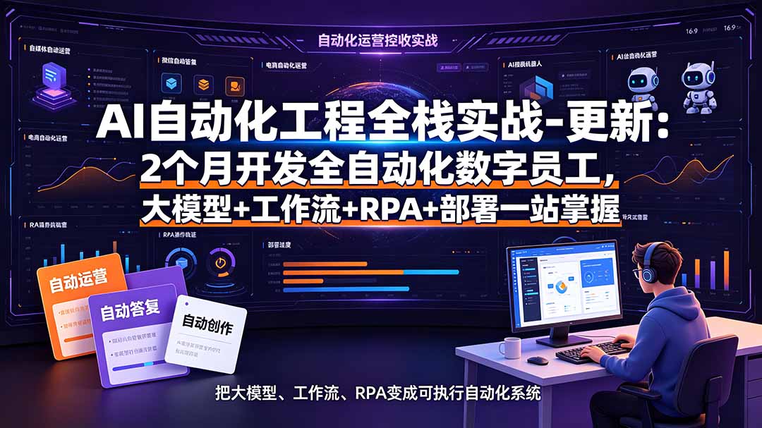 AI自动化工程全栈实战-更新：2个月开发全自动化数字员工，大模型+工作流+RPA+部署一站式掌握-青禾学社