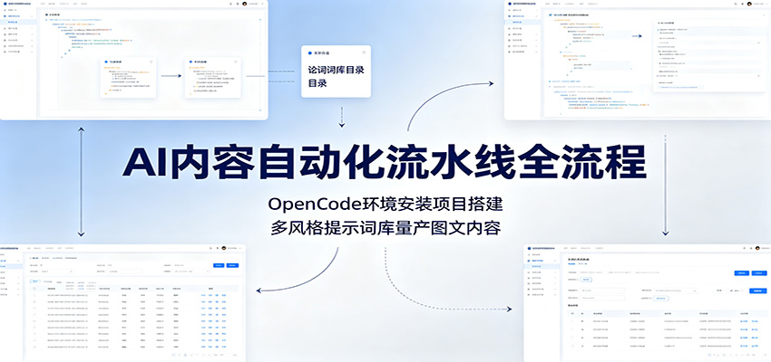 AI内容自动化流水线全流程：OpenCode环境安装项目搭建，多风格提示词库量产图文内容-青禾学社