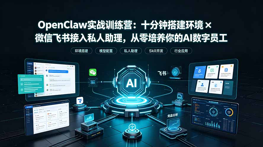 OpenClaw实战特训营：十分钟搭建环境×微信飞书接入私人助理，从零培养你的AI数字员工-青禾学社