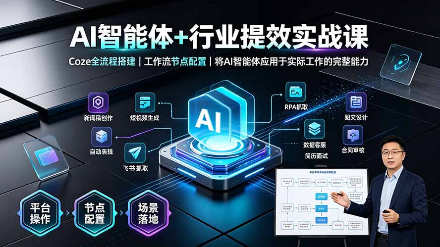 AI智能体+行业提效实战课·Coze全流程搭建｜工作流节点配置｜将AI智能体应用于实际工作的完整能力-青禾学社
