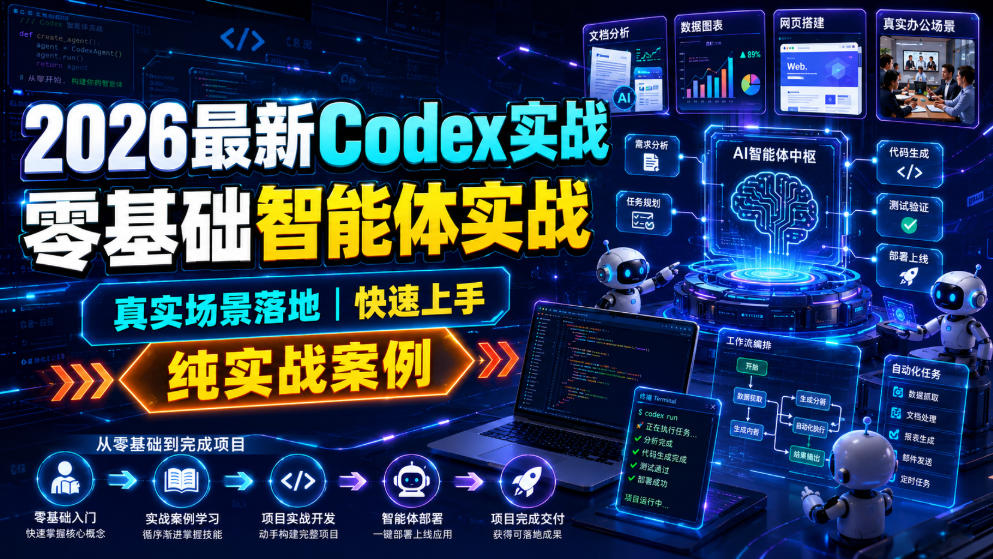 2026最新Codex实战零基础智能体实战，真实场景落地，快速上手，纯实战案例-青禾学社