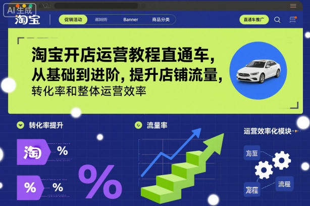 淘宝开店运营教程直通车，从基础到进阶，提升店铺流量，转化率和整体运营效率(更新26年07月11日)-青禾学社