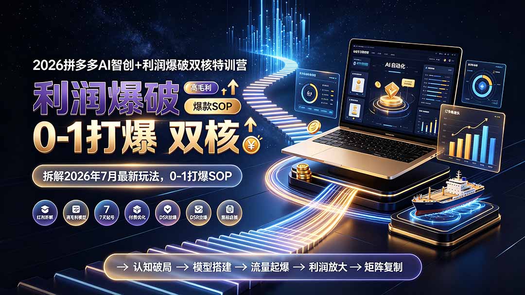 2026拼多多AI智创+利润爆破双核特训营-拆解2026年7月最新玩法，0-1打爆SOP-青禾学社