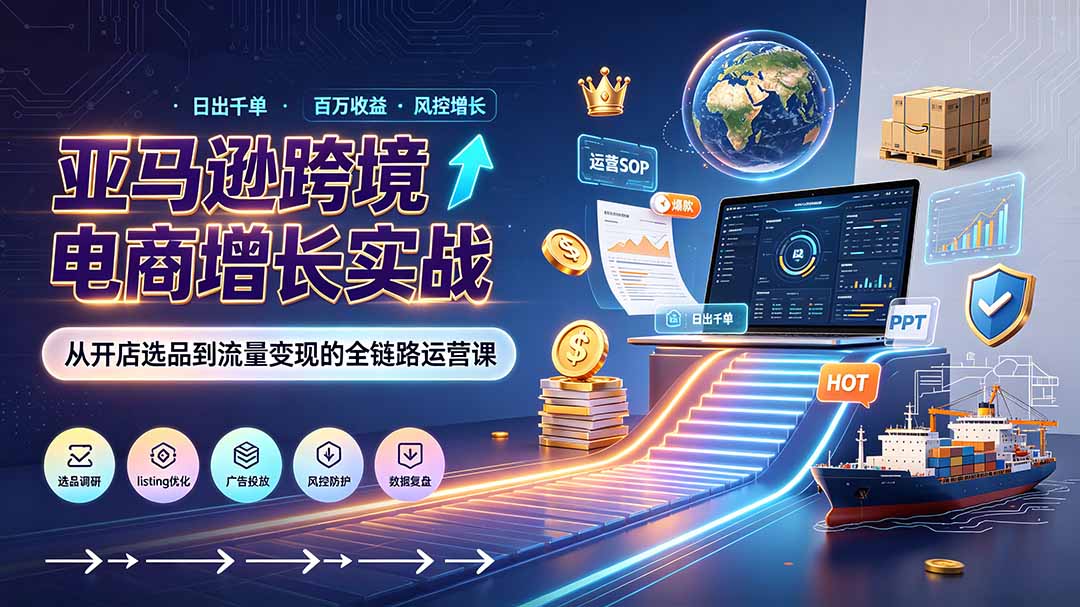 亚马逊0-1孵化特训营8期：从注册风控到稳定日出千单实战，规避审核封店风险，标准化执行流程落地-青禾学社