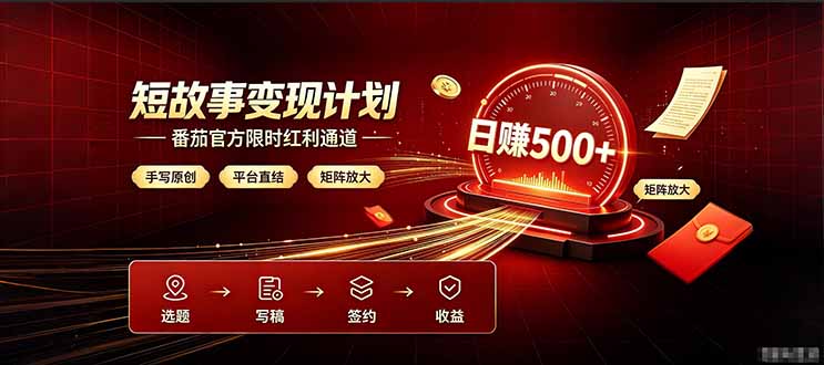 番茄限时红利通道开放！ 纯手写短篇，平台多重收益叠加，矩阵放大日入 500+，正规官方结算无套路，限时开放...-青禾学社