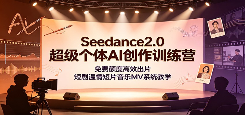 Seedance2.0超级个体AI创作训练营：免费额度高效出片，短剧温情短片音乐MV系统教学-青禾学社