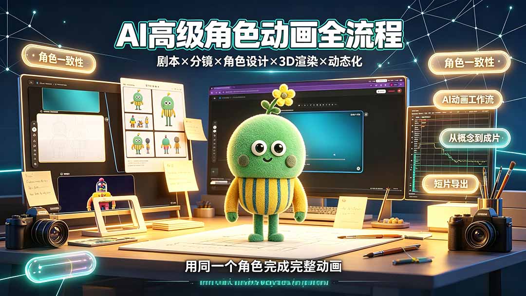 AI高级角色动画全流程：剧本×分镜×角色设计×3D渲染×动态化，从概念到成片一站式教学-青禾学社