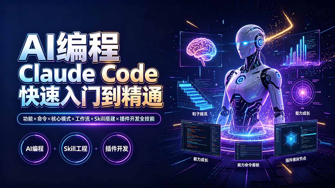 AI编程 Claude Code快速入门到精通：功能×命令×核心模式×工作流×Skill搭建×插件开发全技能-青禾学社