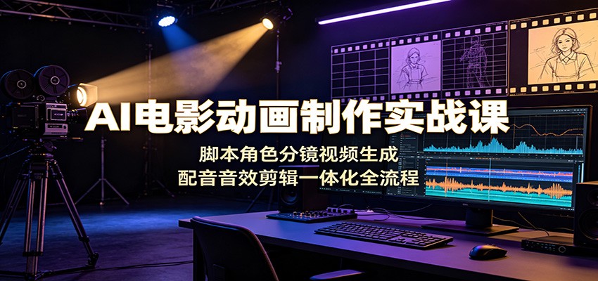 AI电影动画制作实战课：脚本角色分镜视频生成，配音音效剪辑一体化全流程-青禾学社