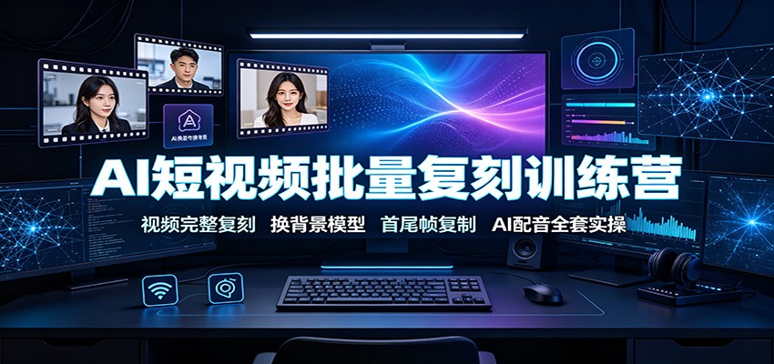 AI短视频批量复刻训练营：视频完整复刻，换背景模型、首尾帧复制、AI配音全套实操-青禾学社