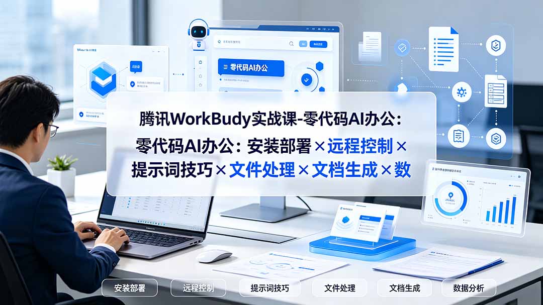 腾讯WorkBuddy实战课-零代码AI办公：安装部署×远程控制×提示词技巧×文件处理×文档生成×数据分析-青禾学社