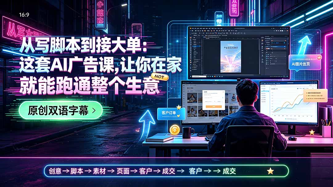 从写脚本到接大单：这套AI广告课，让你在家就能跑通整个生意【原创双语字幕】-青禾学社