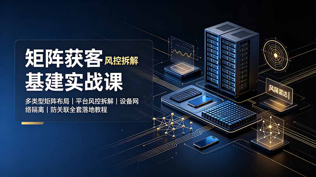 矩阵获客基建实战课：多类型矩阵布局｜平台风控拆解｜设备网络隔离｜防关联全套落地教程-青禾学社