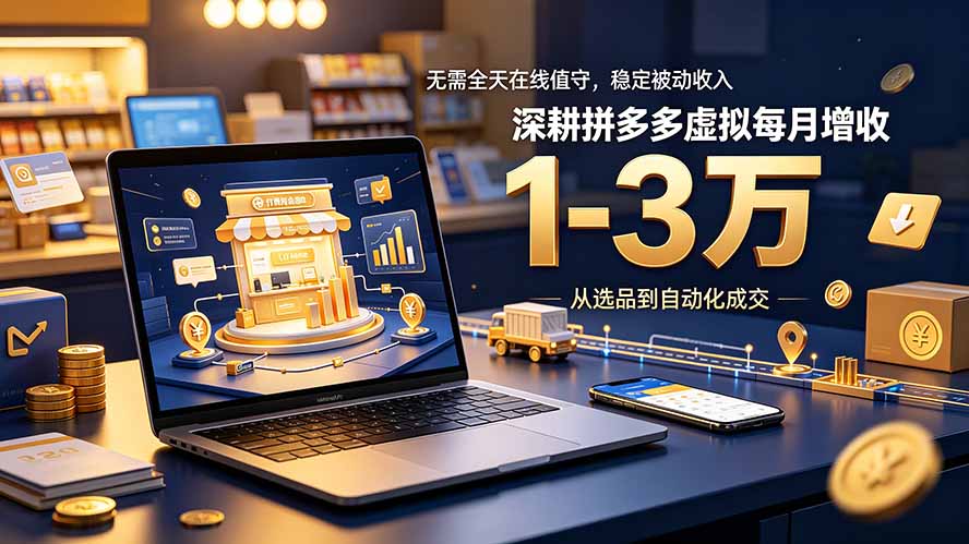 无需全天在线值守，稳定被动收入，深耕拼多多虚拟每月增收 1-3 万-青禾学社