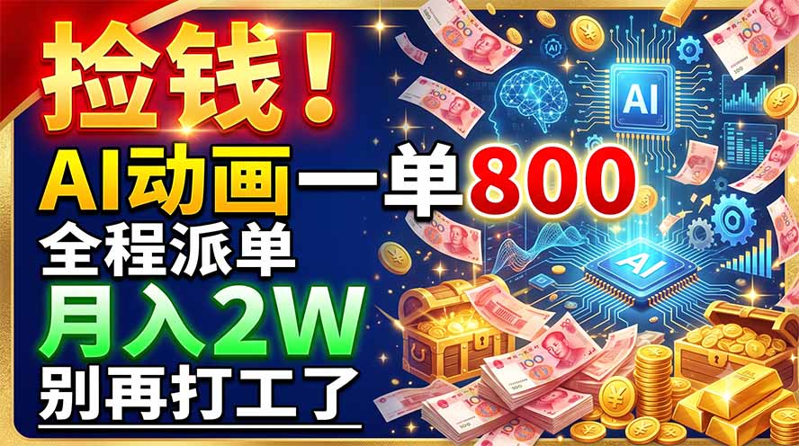 捡钱！AI动画一单800，全程派单，月入2W，别再打工了-青禾学社
