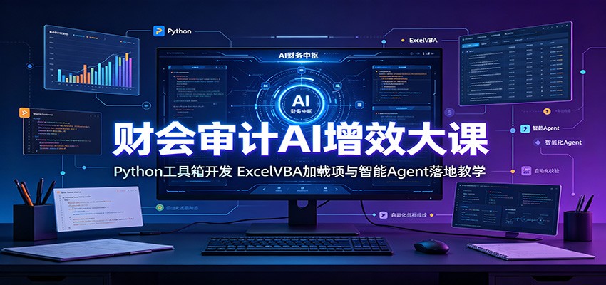 财会审计AI增效大课：Python工具箱开发，ExcelVBA加载项与智能Agent落地教学-青禾学社