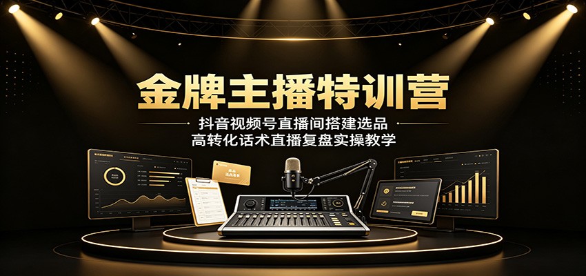 金牌主播特训营：抖音视频号直播间搭建选品，高转化话术直播复盘实操教学-青禾学社