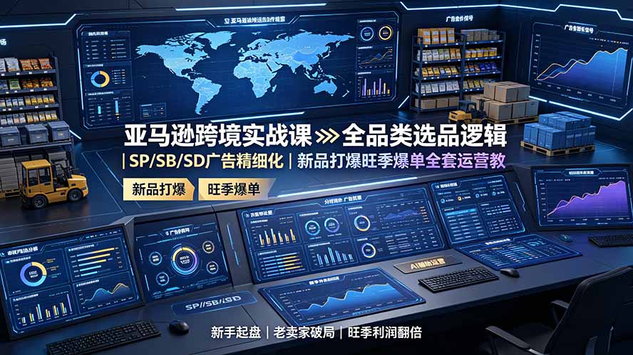 亚马逊跨境实战课：全品类选品逻辑｜SP/SB/SD广告精细化｜新品打爆旺季爆单全套运营教程-青禾学社