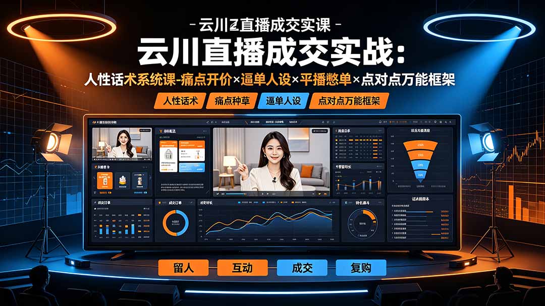 云川直播成交实战：人性话术系统课-痛点种草×塑品开价×逼单人设×平播憋单×点对点万能框架-青禾学社