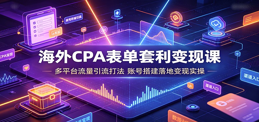 海外CPA表单套利变现课：多平台流量引流打法，账号搭建落地变现实操-青禾学社