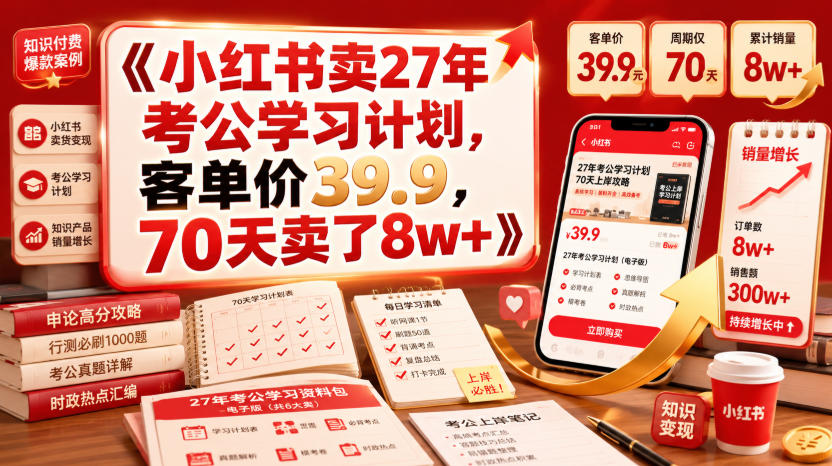 小红书卖27年考公学习计划，客单价39.9，70天卖了8w+！-青禾学社