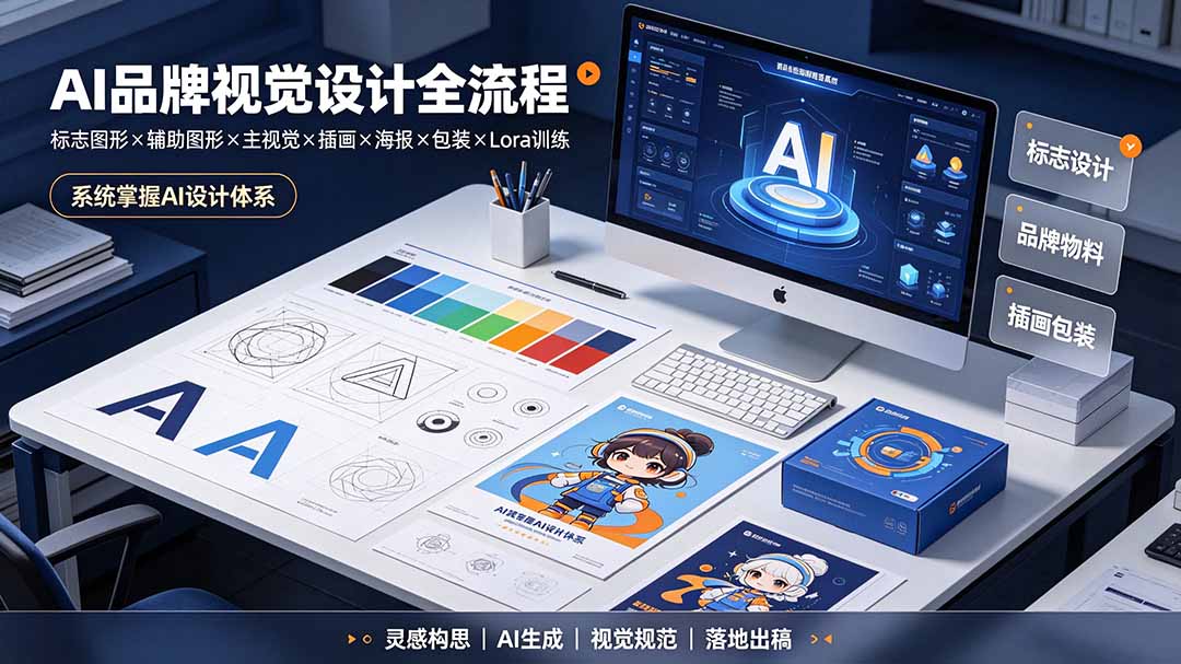 AI品牌视觉设计全流程：标志图形×辅助图形×主视觉×插画×海报×包装×Lora训练，系统掌握AI设计体系-青禾学社