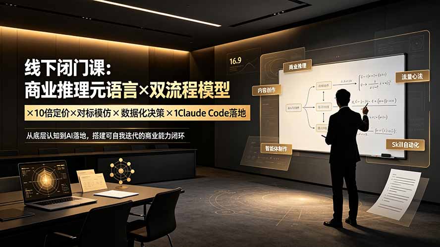 线下闭门课：商业推理元语言×双流程模型×10倍定价×对标模仿×数据化决策×Claude Code落地，击穿认知盲区-青禾学社