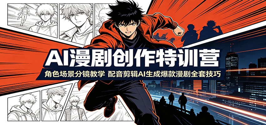 AI漫剧创作特训营：角色场景分镜教学，配音剪辑AI生成爆款漫剧全套技巧-青禾学社