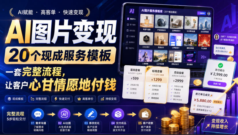 AI图片变现，20个现成服务模板，一套完整流程，让客户心甘情愿地付钱【原创双语字幕】-青禾学社
