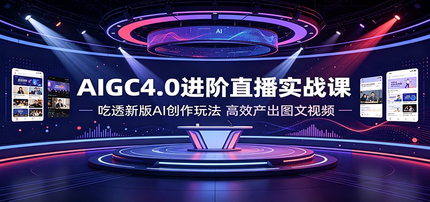 AIGC4.0进阶直播实战课：吃透新版AI创作玩法，高效产出图文视频-青禾学社