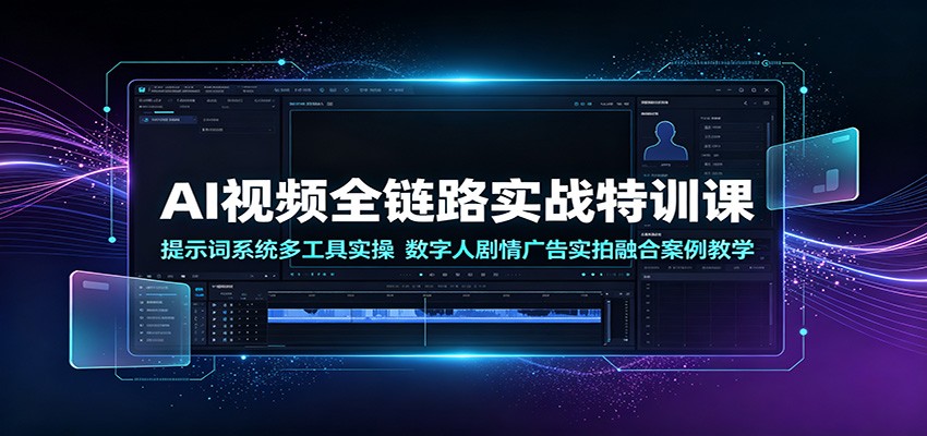 AI视频全链路实战特训课：提示词系统多工具实操，数字人剧情广告实拍融合案例教学-青禾学社