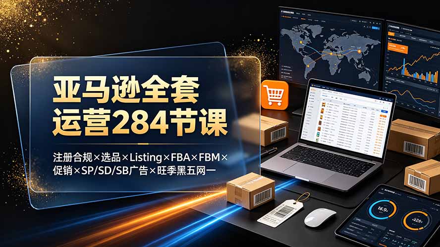 亚马逊全套运营284节课：注册合规×选品×Listing×FBA×FBM×促销×SP/SD/SB广告×旺季黑五网一-青禾学社