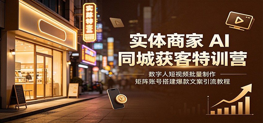 实体商家AI同城获客特训营：数字人短视频批量制作，矩阵账号搭建爆款文案引流教程-青禾学社
