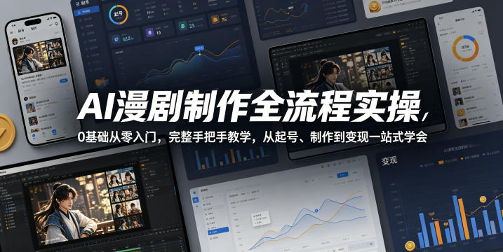 AI漫剧制作全流程实操，0基础从零入门，完整手把手教学，从起号、制作到变现一站式学会(更新)-青禾学社