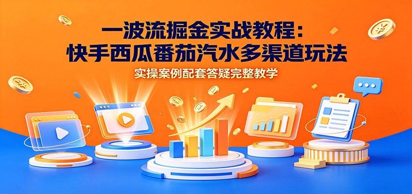 一波流掘金实战教程：快手西瓜番茄汽水多渠道玩法，实操案例配套答疑完整教学-青禾学社