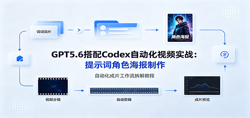 GPT5.6搭配Codex自动化视频实战：提示词角色海报制作，自动化成片工作流拆解教程-青禾学社