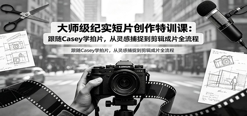 大师级纪实短片创作特训课：跟随Casey学拍片，从灵感捕捉到剪辑成片全流程-青禾学社