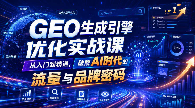 GEO生成引擎优化实战课，从入门到精通，破解AI时代的流量与品牌密码-青禾学社
