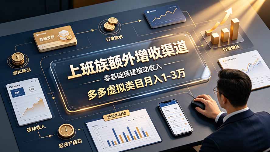 上班族额外增收渠道，零基础搭建被动收入，多多虚拟类目月入 1-3 万-青禾学社