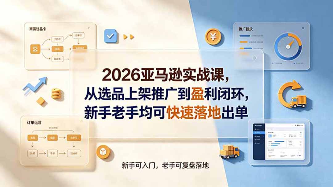 2026亚马逊实战课，从选品上架推广到盈利闭环，新手老手均可快速落地出单-青禾学社